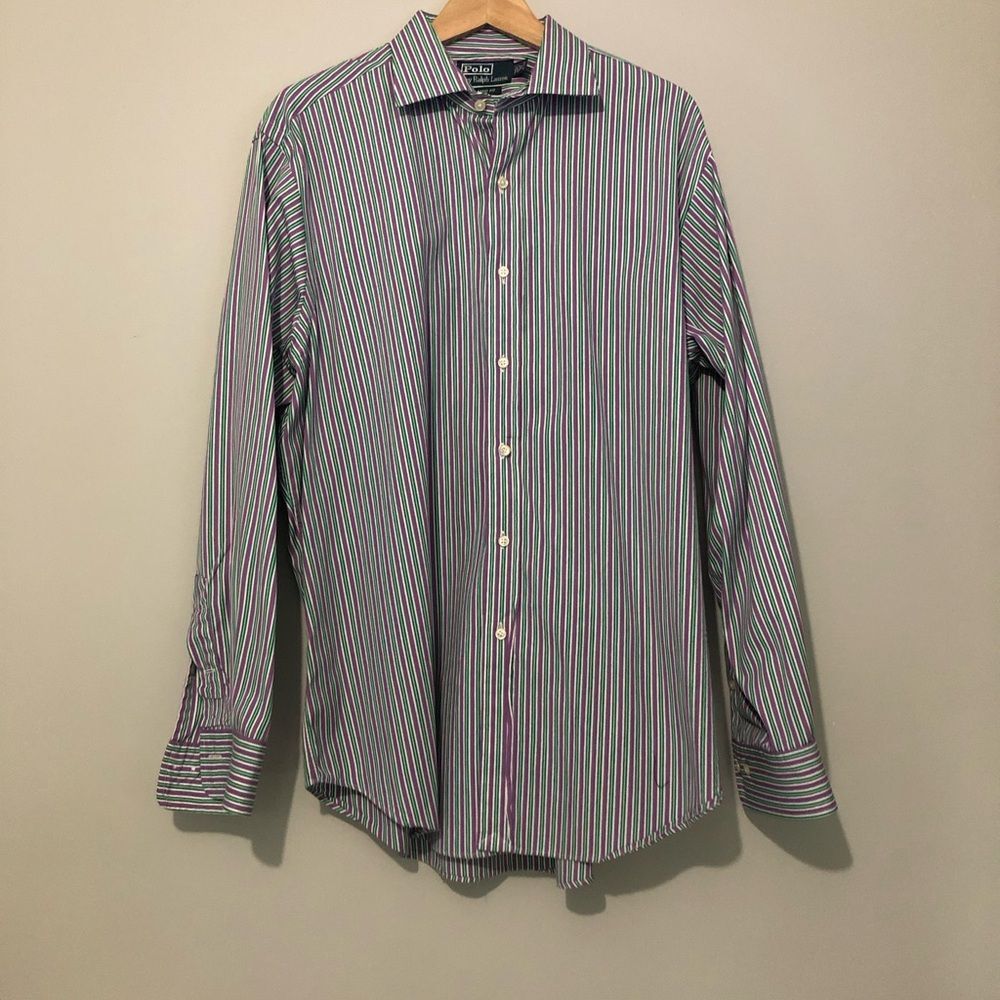 Polo Ralph Lauren Classic Fit Men's Size XL Purple And Green Striped Shirt
